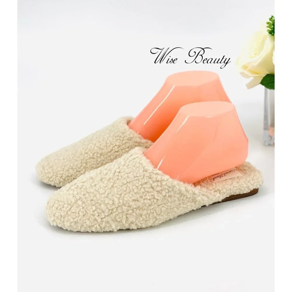 NEW Womens Margot Sherpa Mule Sz 9.5 Slip-On Cream Memory Foam Universal Thread - Picture 8 of 9